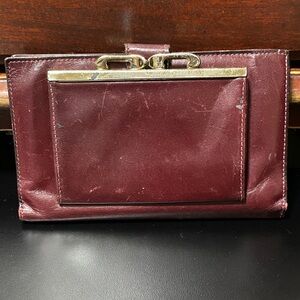 Bosca Full grain leather vintage checkbook burgundy wallet